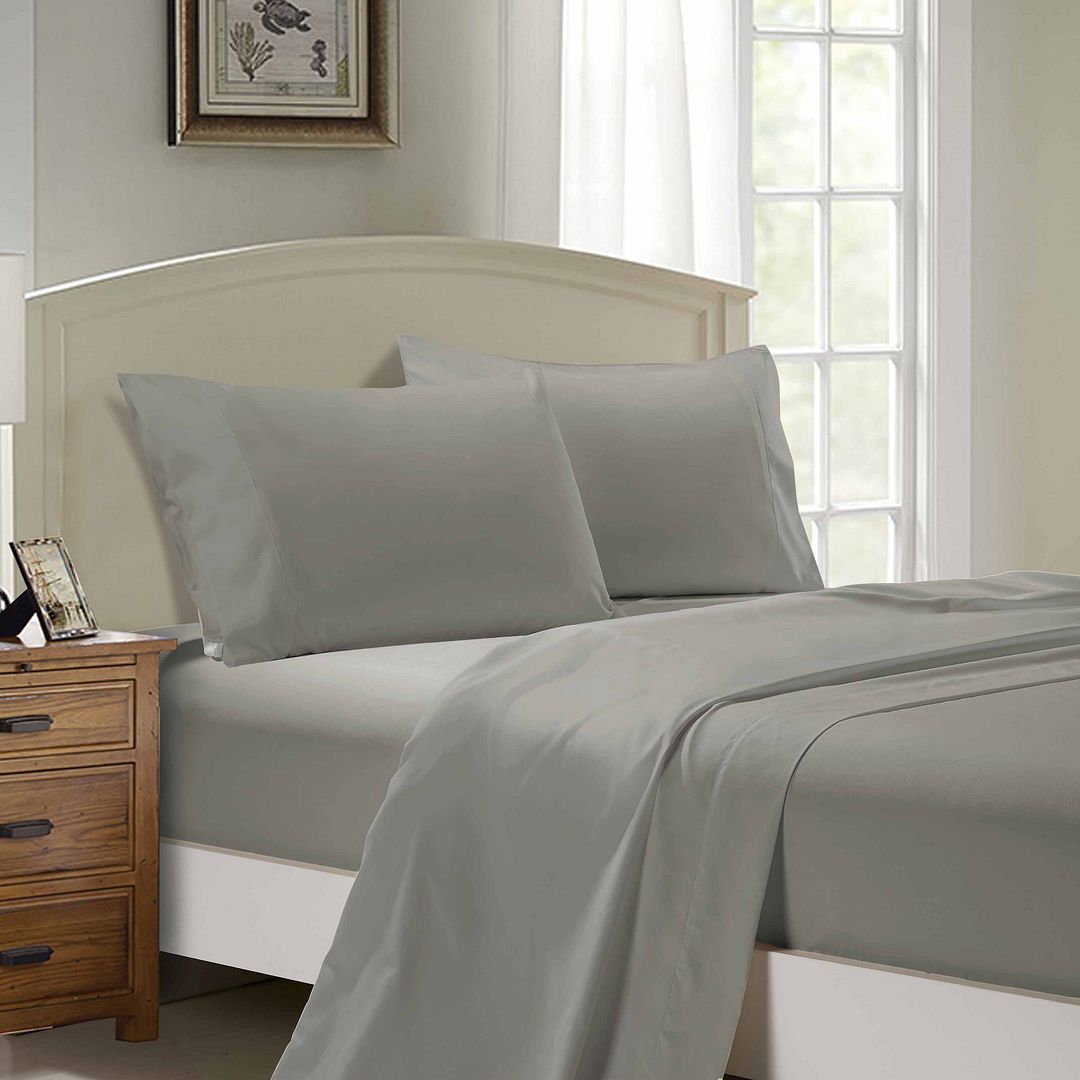 Cove 1000TC Ultra Soft Bed Grey Flat & Fitted Sheet Set – Single