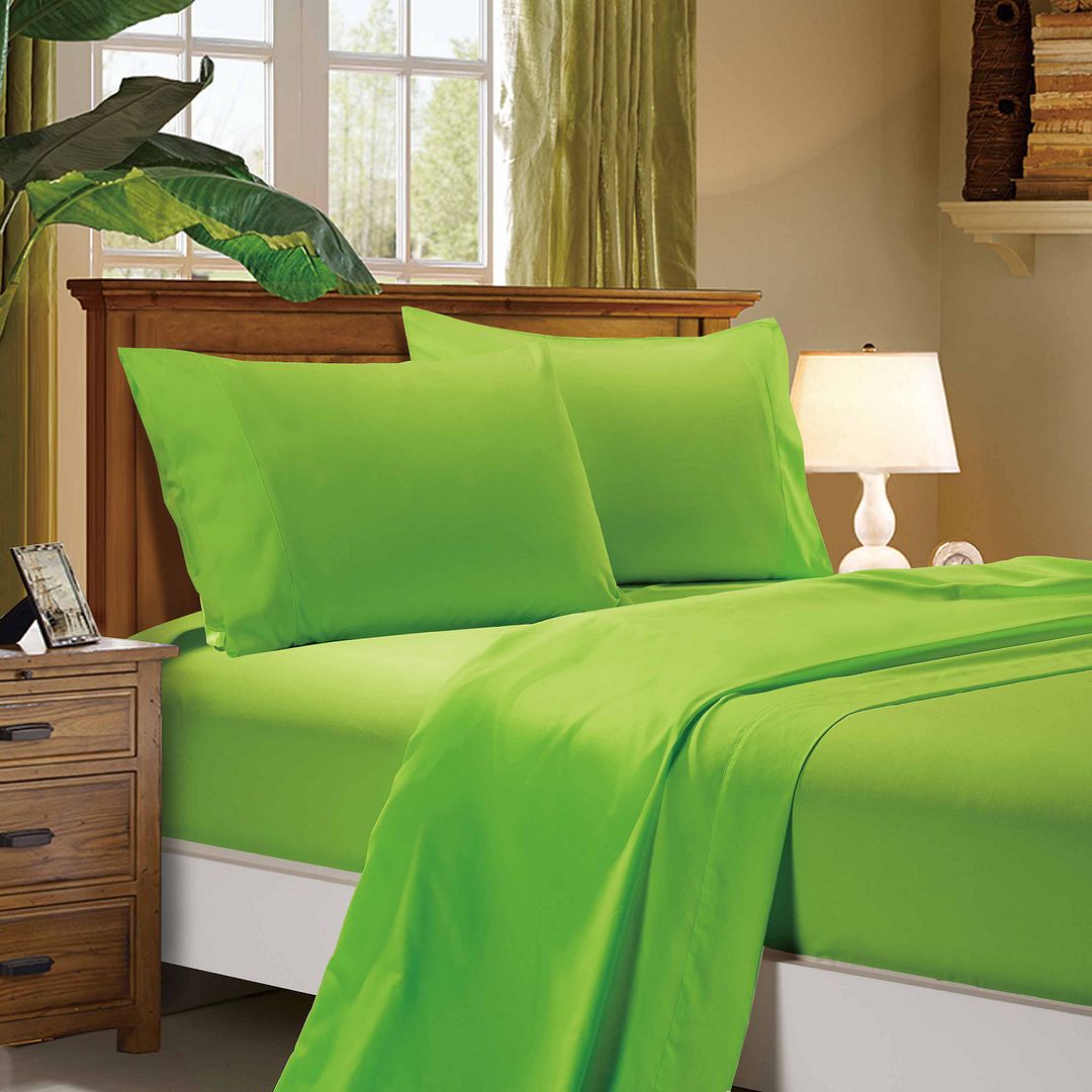 Haven 1000TC Ultra Soft Bed Green Flat & Fitted Sheet Set – Single