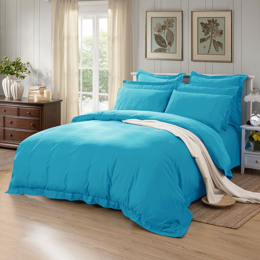 Rowan 1000TC Tailored Quilt Cover Set – Blue – Double
