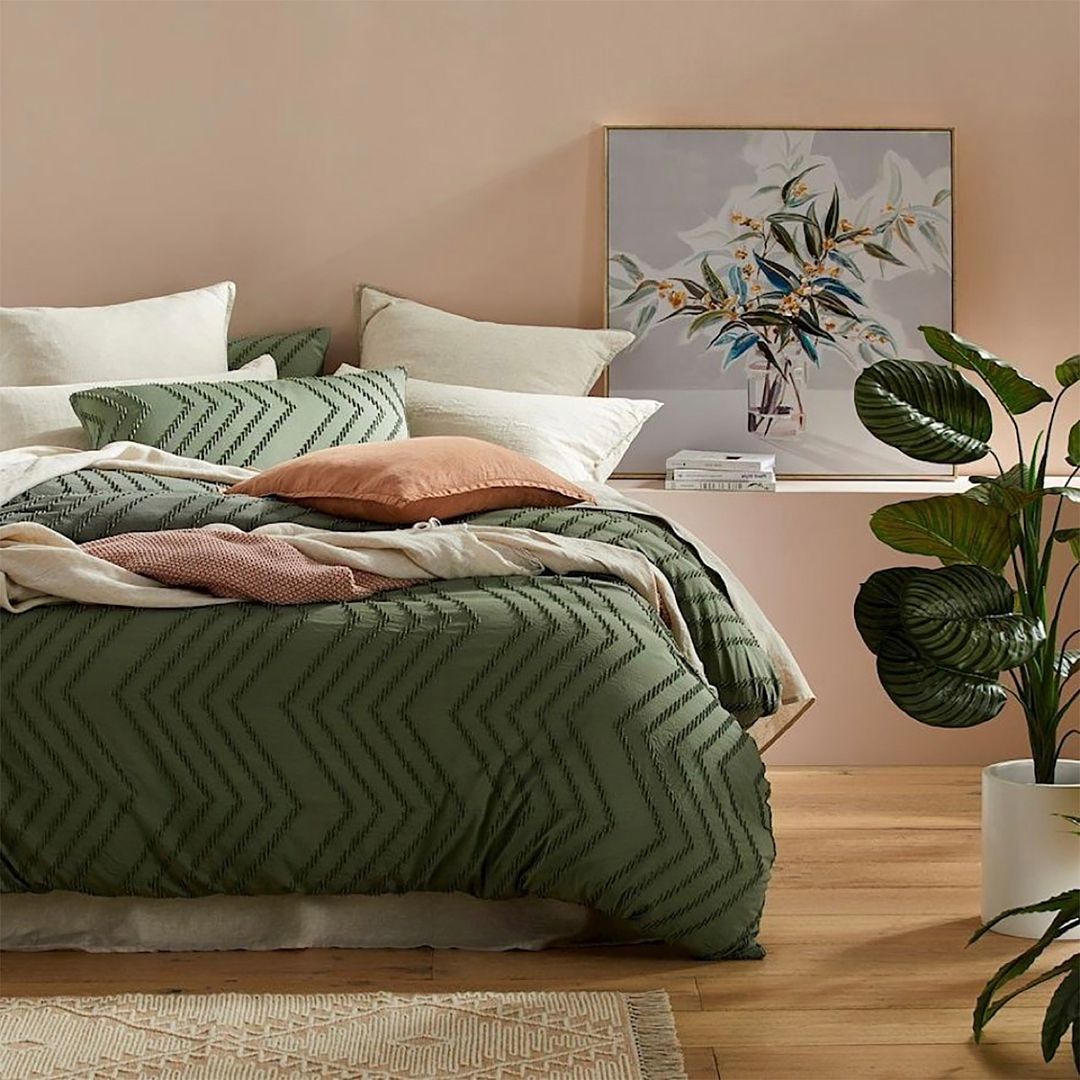 Tufted Boho Wave Jacquard Quilt Cover Set - Dark Green – Queen