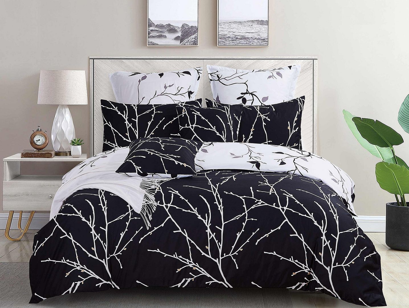 Arbora Reversible Quilt Cover Set – White – Super King