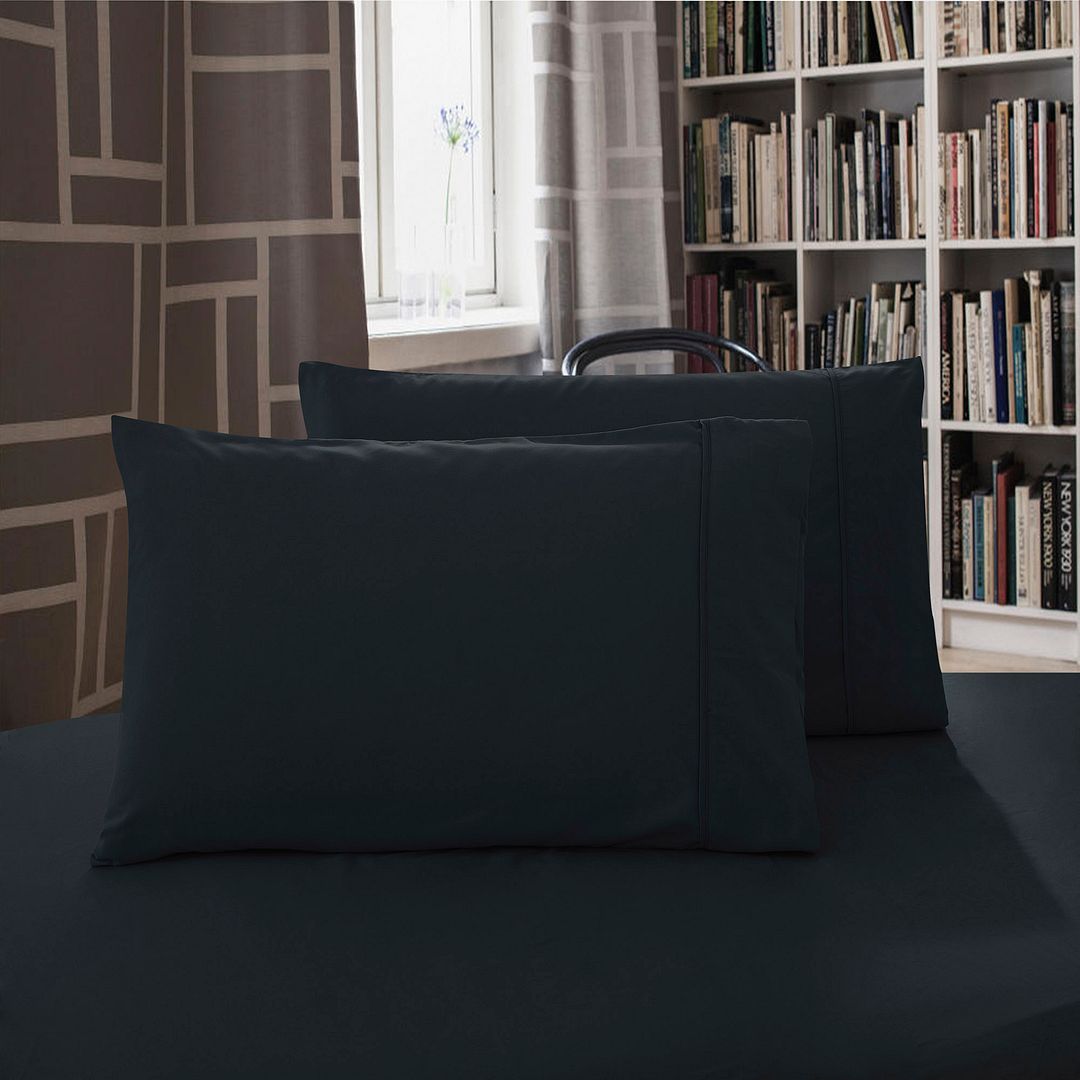 Rowan 1000TC Premium Ultra Soft Standrad Pillowcases 2 - Pack - Black