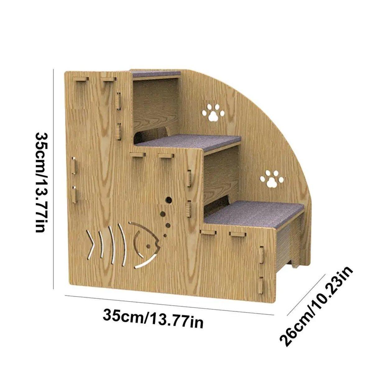 Atlas Wooden Pet Stairs – 3 Step Bed & Sofa Ladder