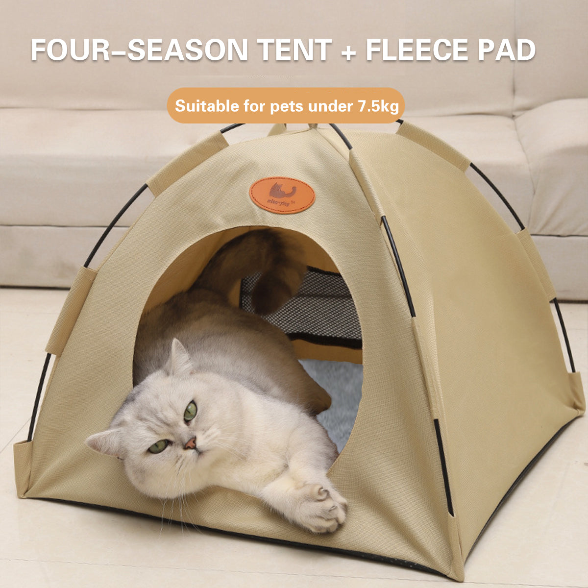 Haven Folding Pet Tent Bed – Brown / Wood – Large