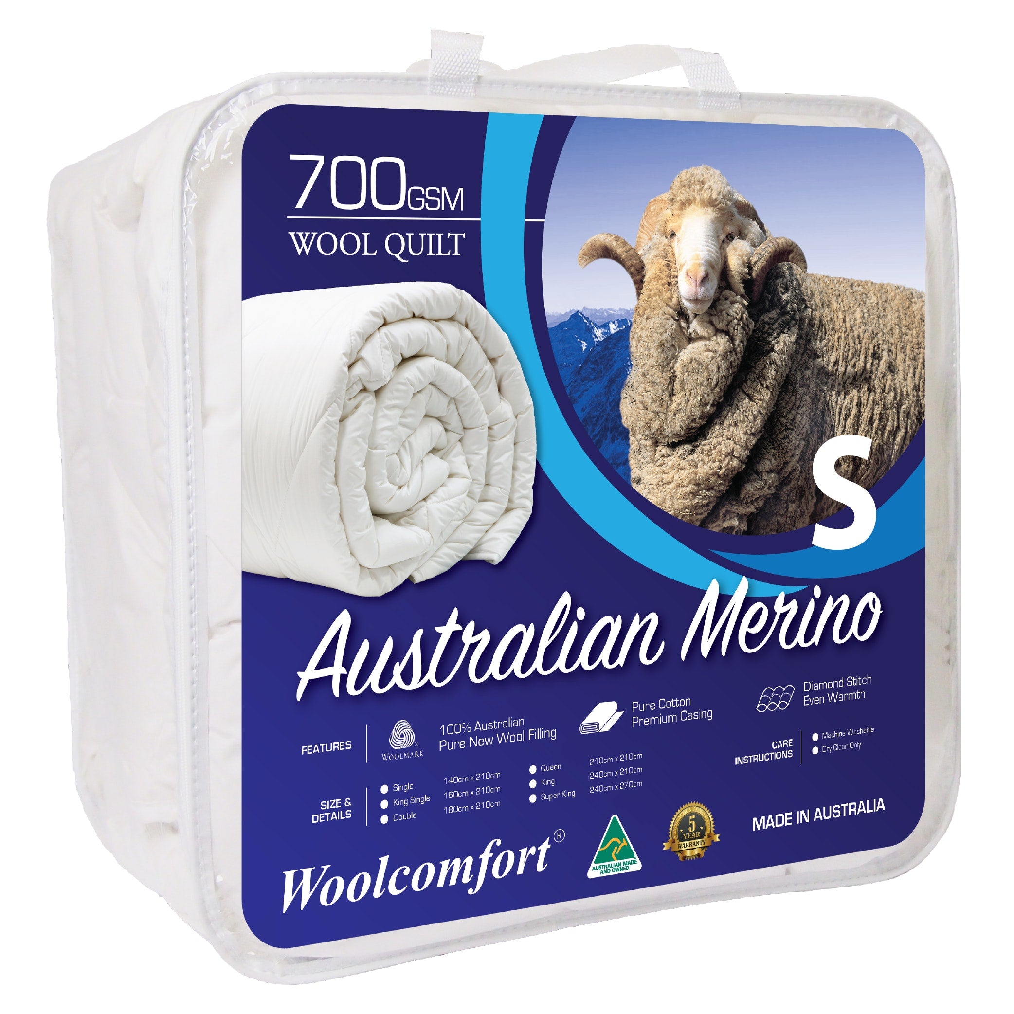 Aus Made Merino Wool Quilt 700GSM – Single