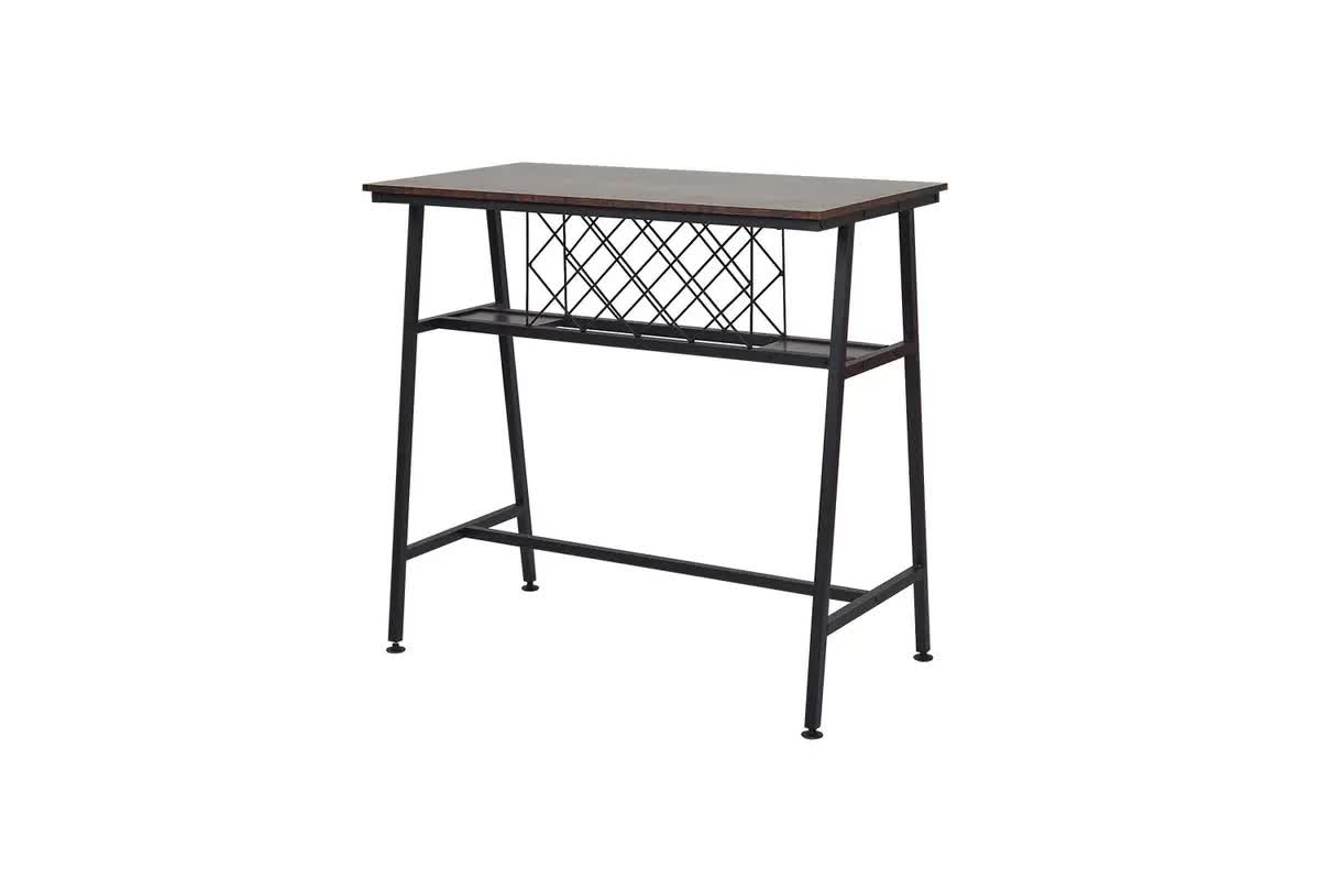 Dining Table, Bar Table with Wine Storage Rack - Industrial Style