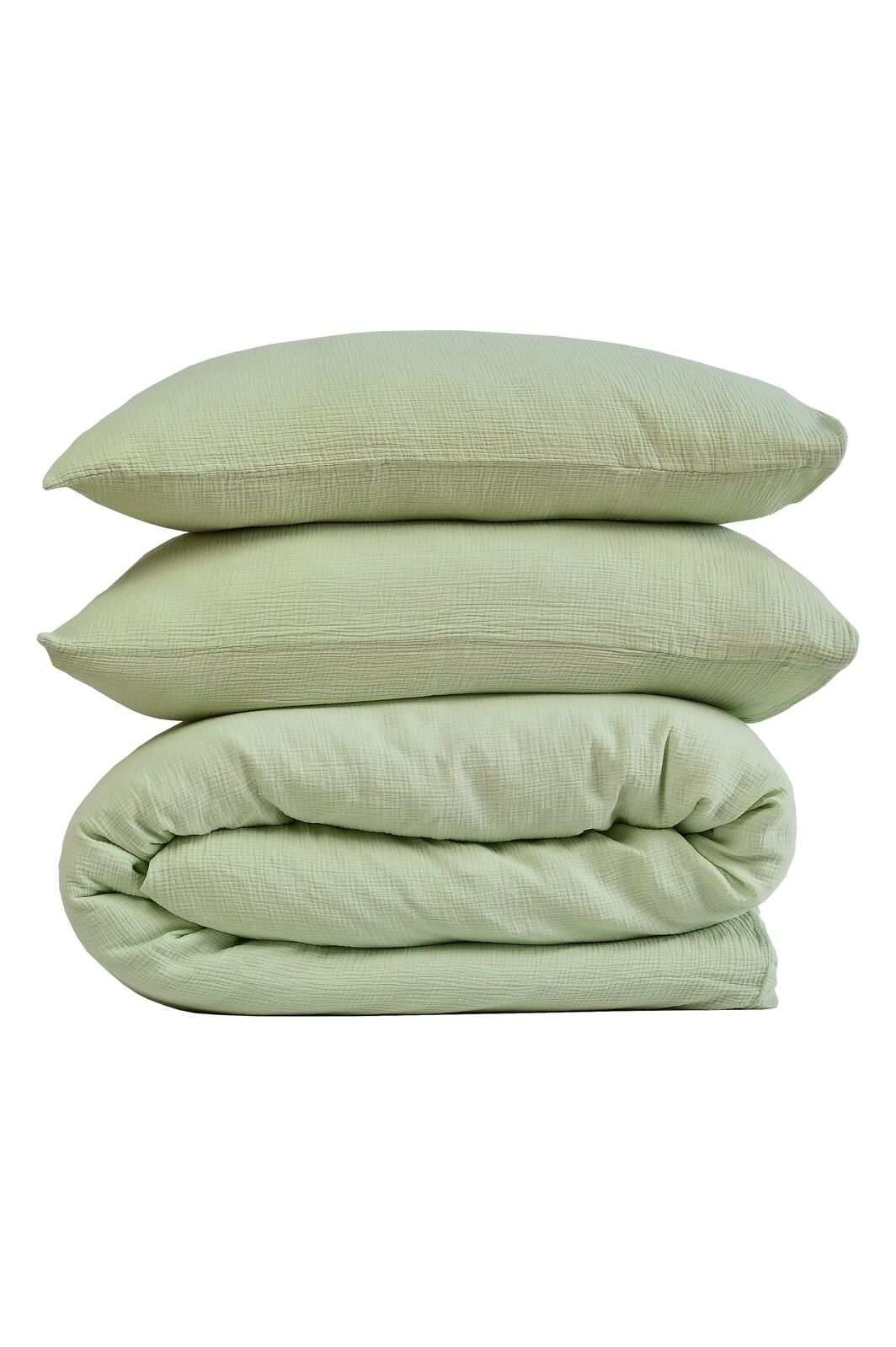 Linden Cotton Muslin Quilt Cover Set – Pastel Green – Double