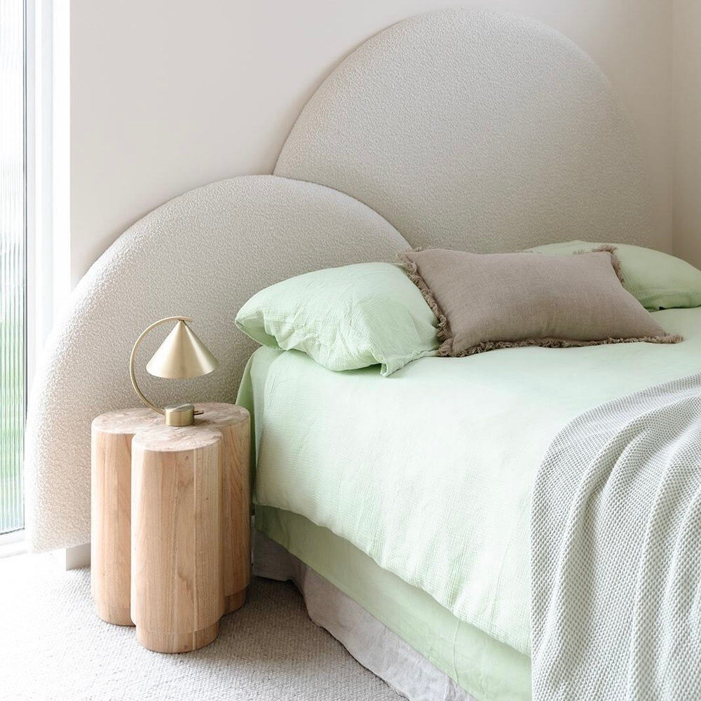 Haven 100% Cotton Muslin Duvet Quilt Cover Set w/ 2 Pillow Cases in Pastel Green – Super King