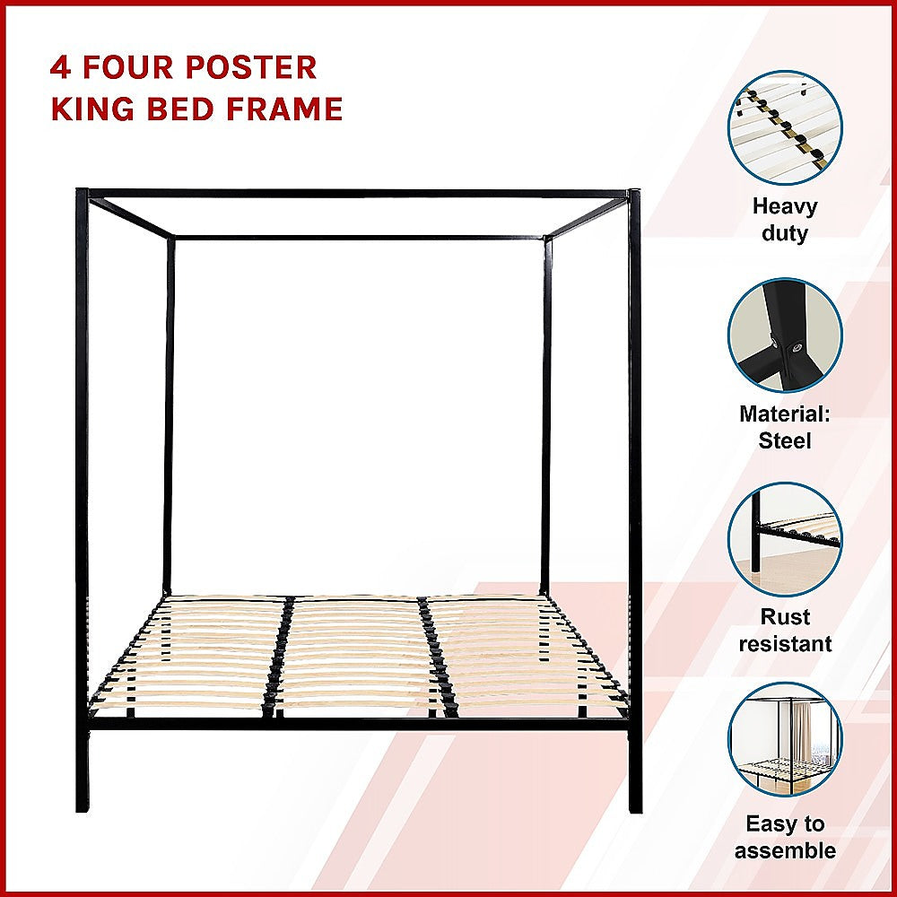 Rowan 4 Poster Bed Frame – Black – King