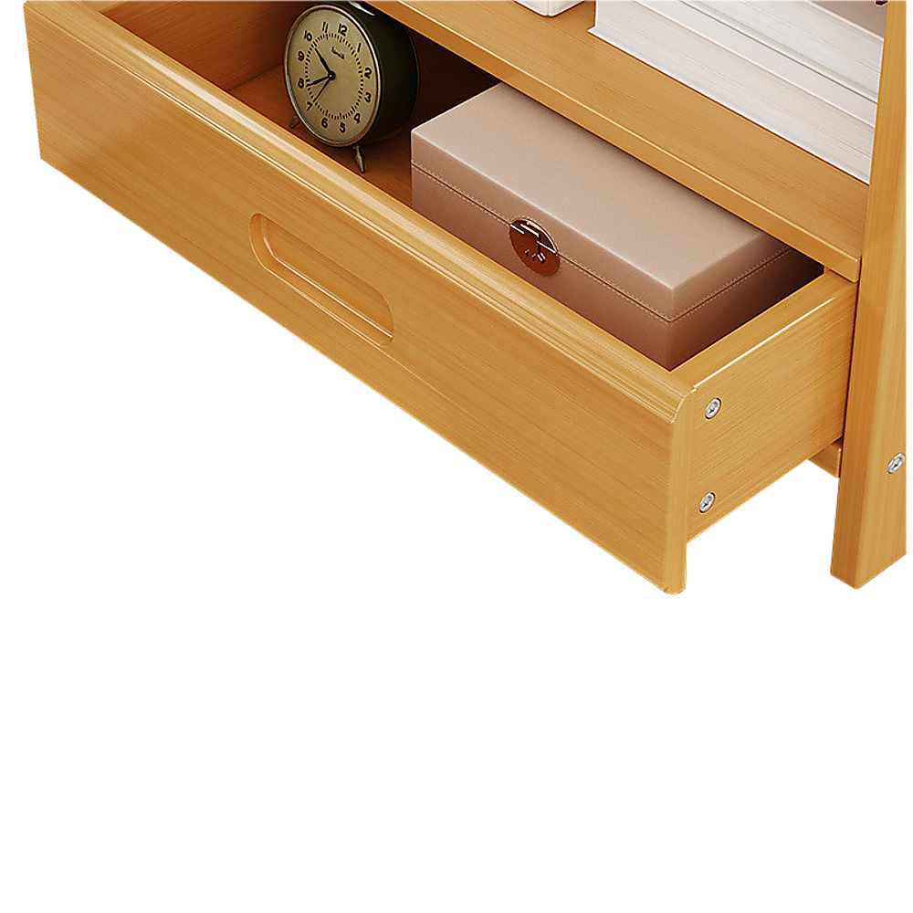 Aldora Bamboo Storage Bedside Table – Natural Wood – 40 cm