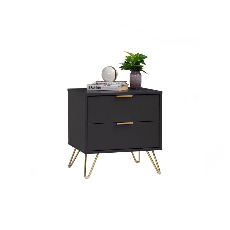 Volos Bedside Table – Black & Gold