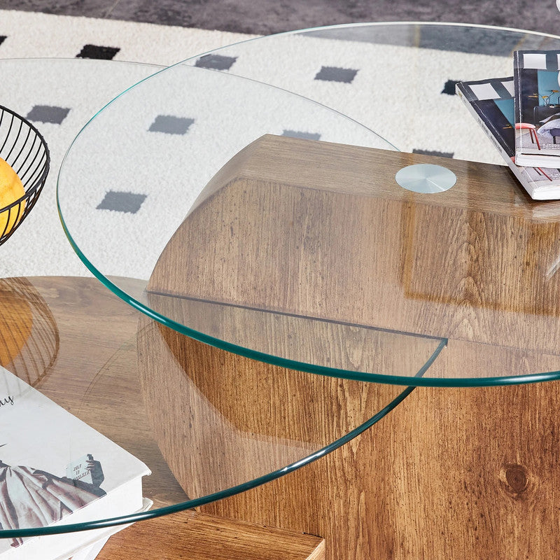 Minori Coffee Table – Brown & Clear – 110 cm