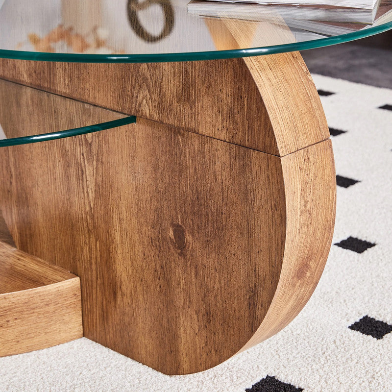 Minori Coffee Table – Brown & Clear – 110 cm