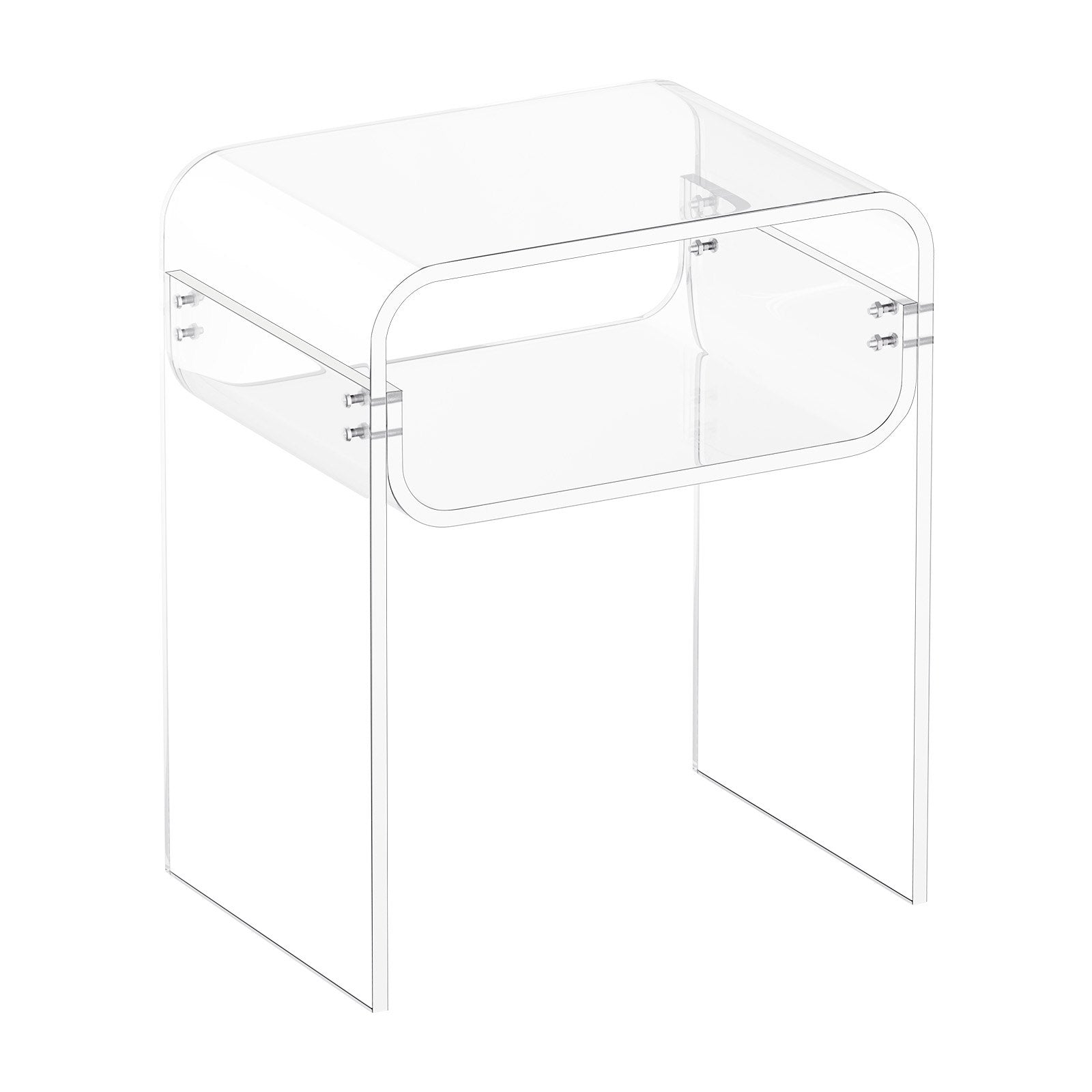 Acrylic Side Table, 2 Tiers Clear Bedside Table with Storage Shelf, Modern Rectangle Acrylic End Desk, Transparent Thick Nightstand for Bedroom, Living Room, Study, x 50 cm (Clear)