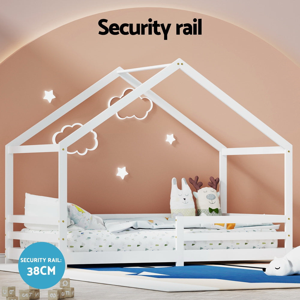 Amos Kids House Bed Frame – White – Single