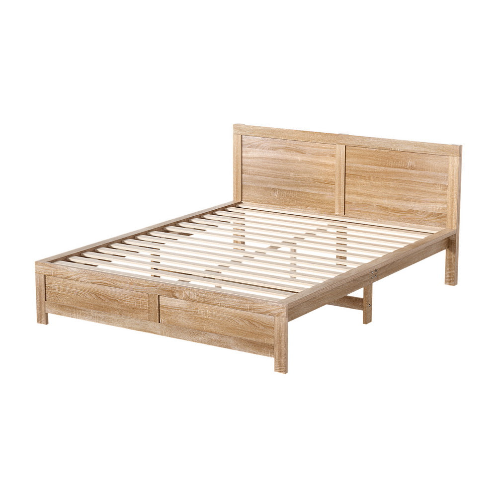 Oatmeal Wooden Bed Frame – Brown – Queen