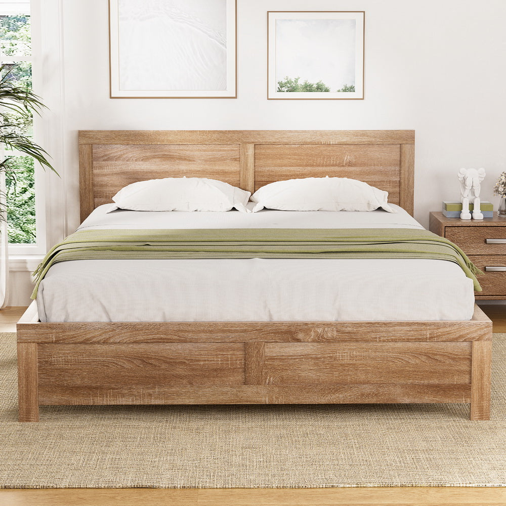 Bed Frame Wooden Acacia Wood OATMEAL – Queen