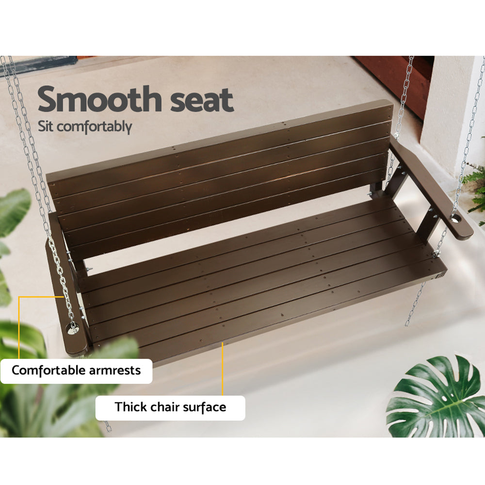 Bramley Wooden Porch Swing – Brown – 3 Seater