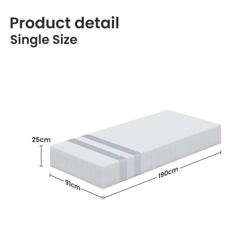 Pillowcloud Gel Foam Mattress – White – Single