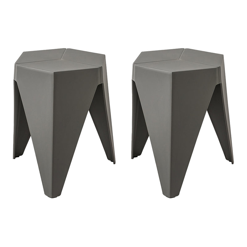 ArtissIn Set of 2 Puzzle Stool Plastic Stacking Bar Stools Dining Chairs Kitchen Grey