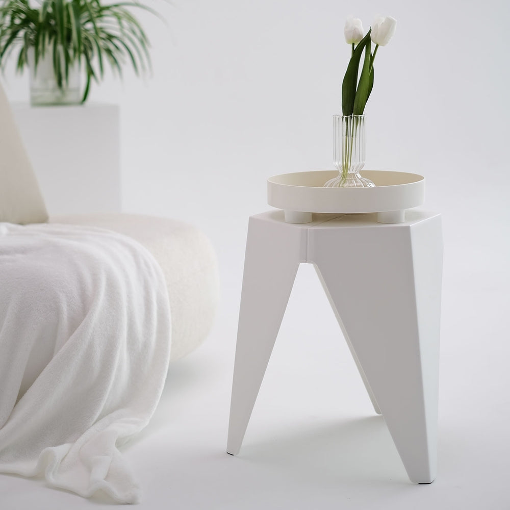 Cove Puzzle Stackable Stools – White – Set of 4
