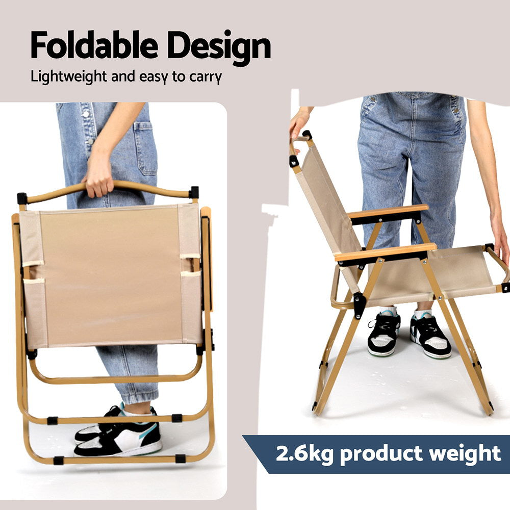 Alpine Folding Outdoor Chair – Beige – Steel Frame