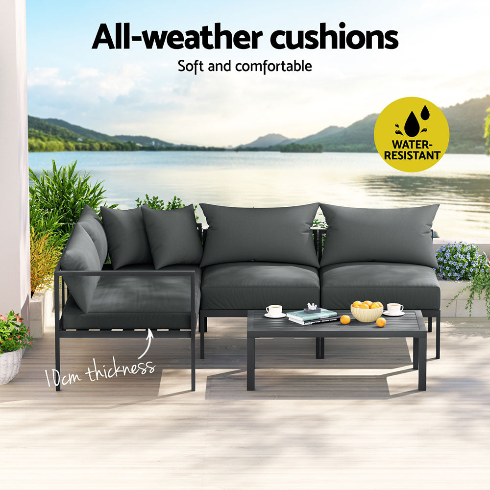 Atlas 4 Seater Outdoor Sofa Set – Charcoal – 4 Piece