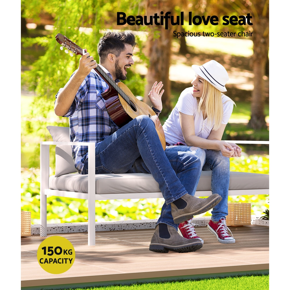 Atlas 4 Seater Outdoor Sofa Set – White – Aluminium