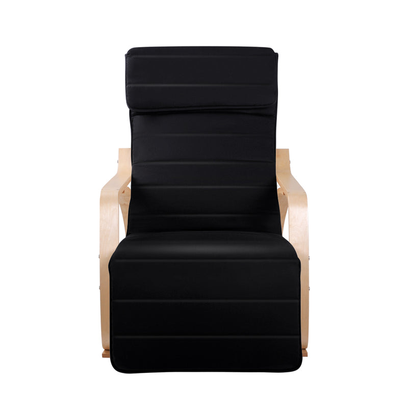 Rocking Armchair with Footrest - Black