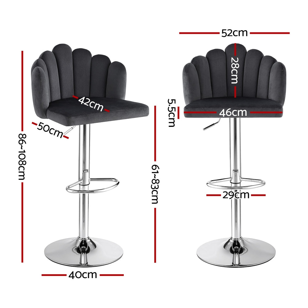 Kairo Velvet Bar Stools – Grey – Set of 2