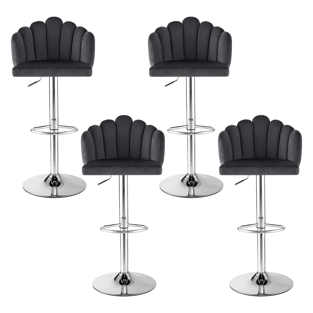 Kairo Velvet Bar Stools – Grey – Set of 4