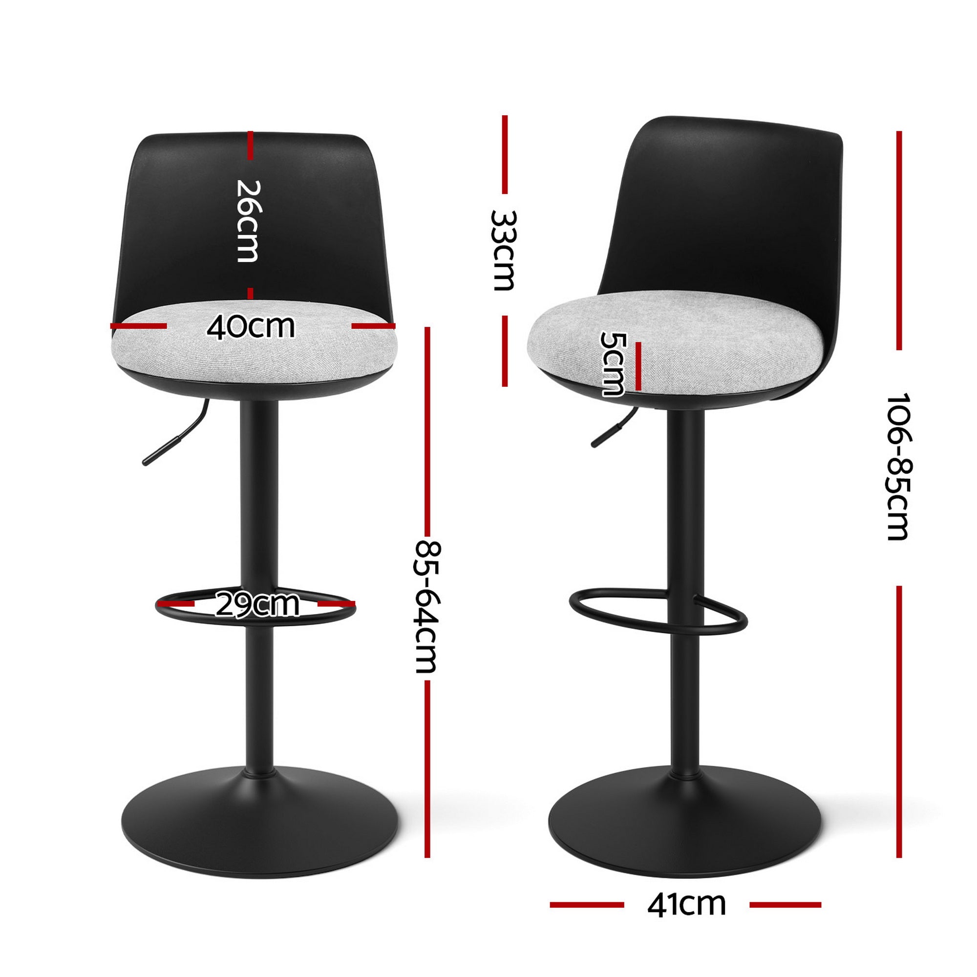 Arlo Curved Bar Stools – Black – Set of 4