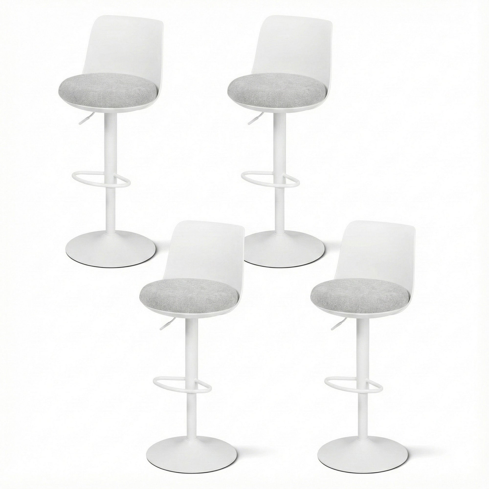 Nova 4x Bar Stools Kitchen Swivel Gas Lift Counter Dining Chair Curved White