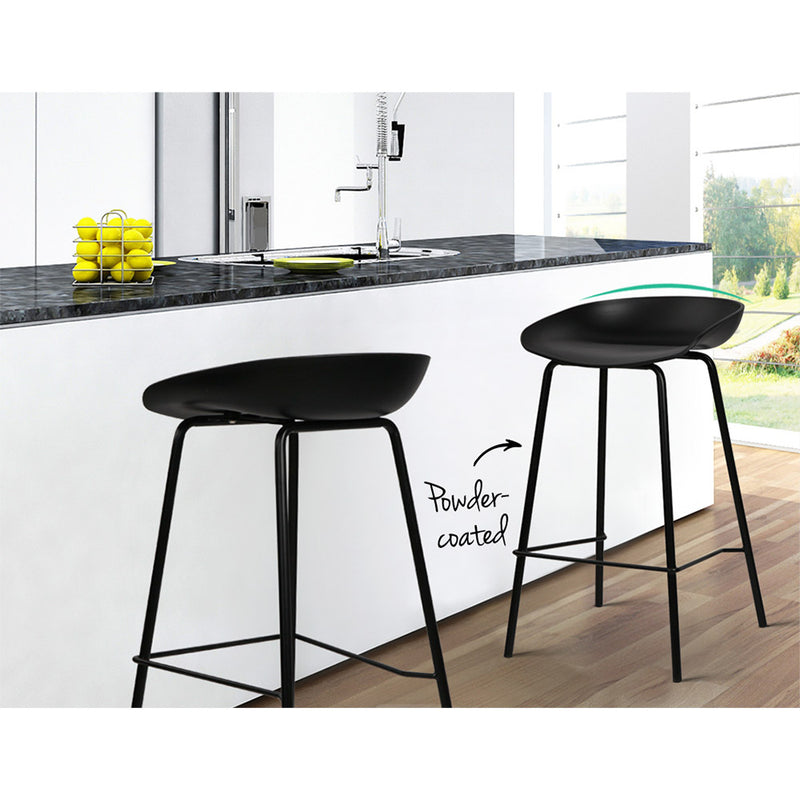 Set of 2 - Metal Bar Stools - Black