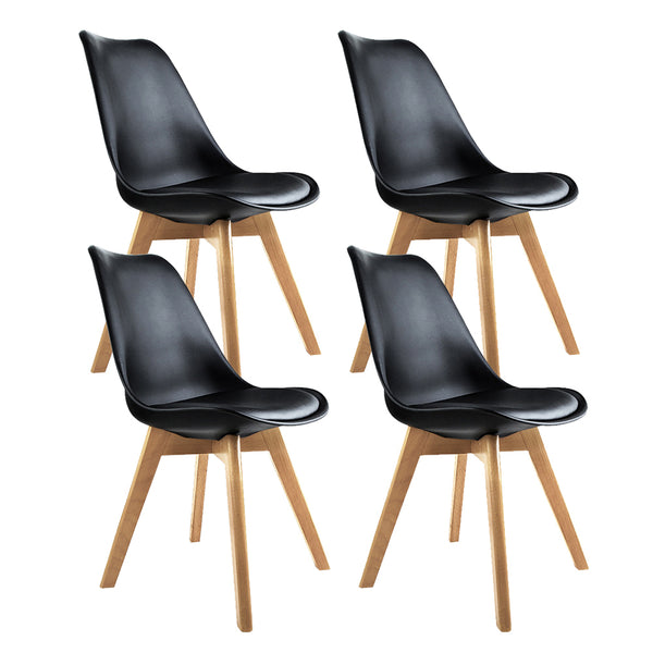 Artiss Dining Chairs Set of 4 Black Leather DSW