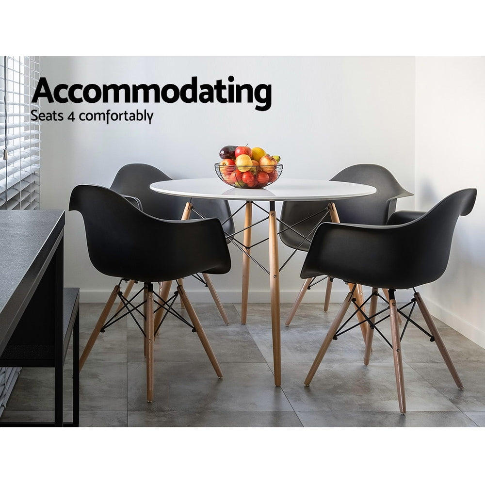 Camden 4-Seater Round Dining Table – White – 90 cm