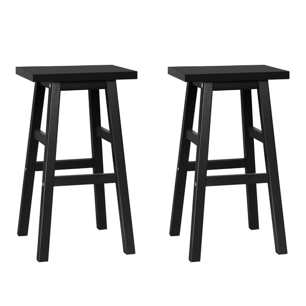 Artiss Set of 2 Beech Wood Bar Stools - Black