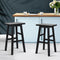 Set of 2 - Beech Wood Bar Stools - Black