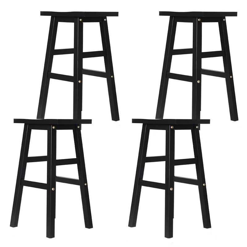 Set of 4  - Beech Wood Bar Stools - Black