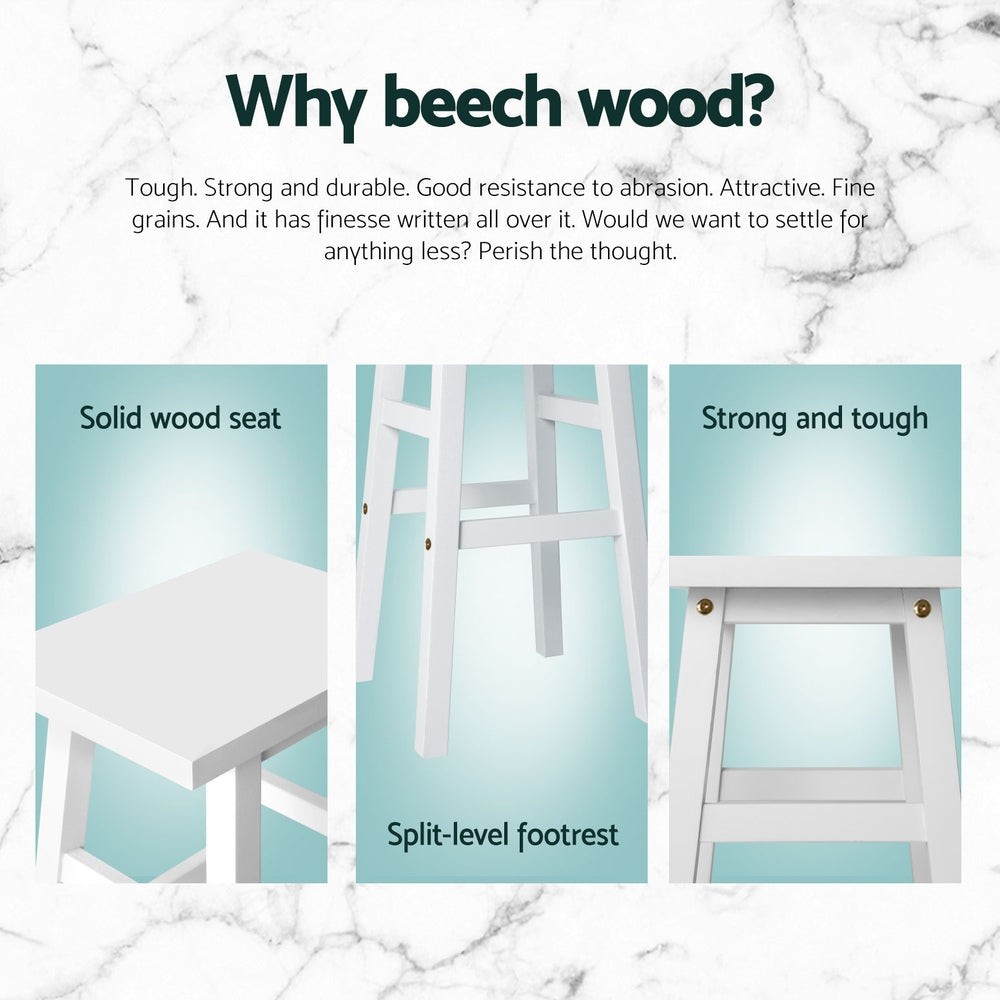 Baden Wooden Kitchen Bar Stools – White – Set of 4