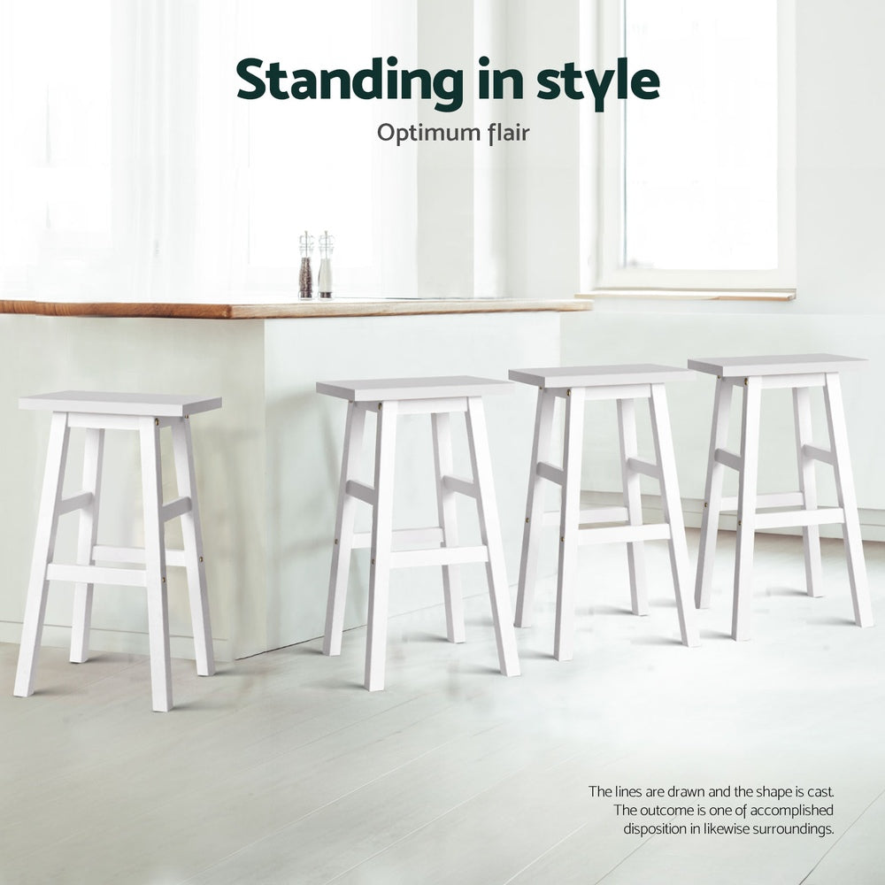 Baden Wooden Kitchen Bar Stools – White – Set of 4