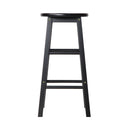 Set of 2 - Beech Wood Backless Bar Stools - Black