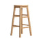 Set of 2 - Beech Wood Backless Bar Stools - Natural