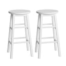 Artiss Set of 2 Beech Wood Backless Bar Stools - White