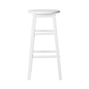 Set of 2 - Beech Wood Backless Bar Stools - White