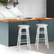 Set of 2 - Beech Wood Backless Bar Stools - White