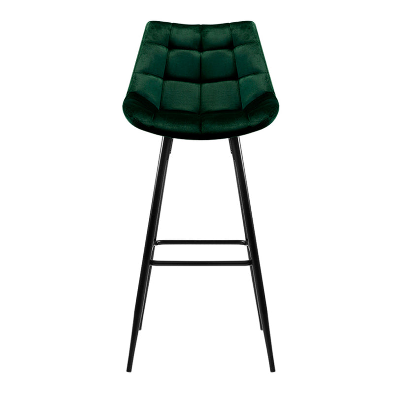 Set of 2 - Velvet Shell Bar Stools - Green