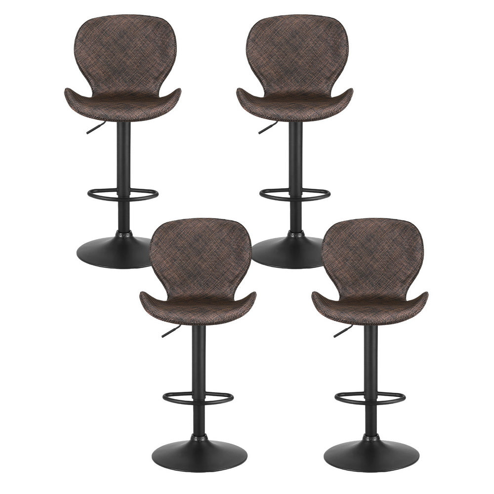 Meridian Wing Swivel Bar Stools – Brown – Set of 4