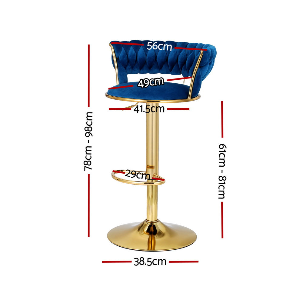 Vivien Gas Lift Bar Stools – Blue – Set of 4