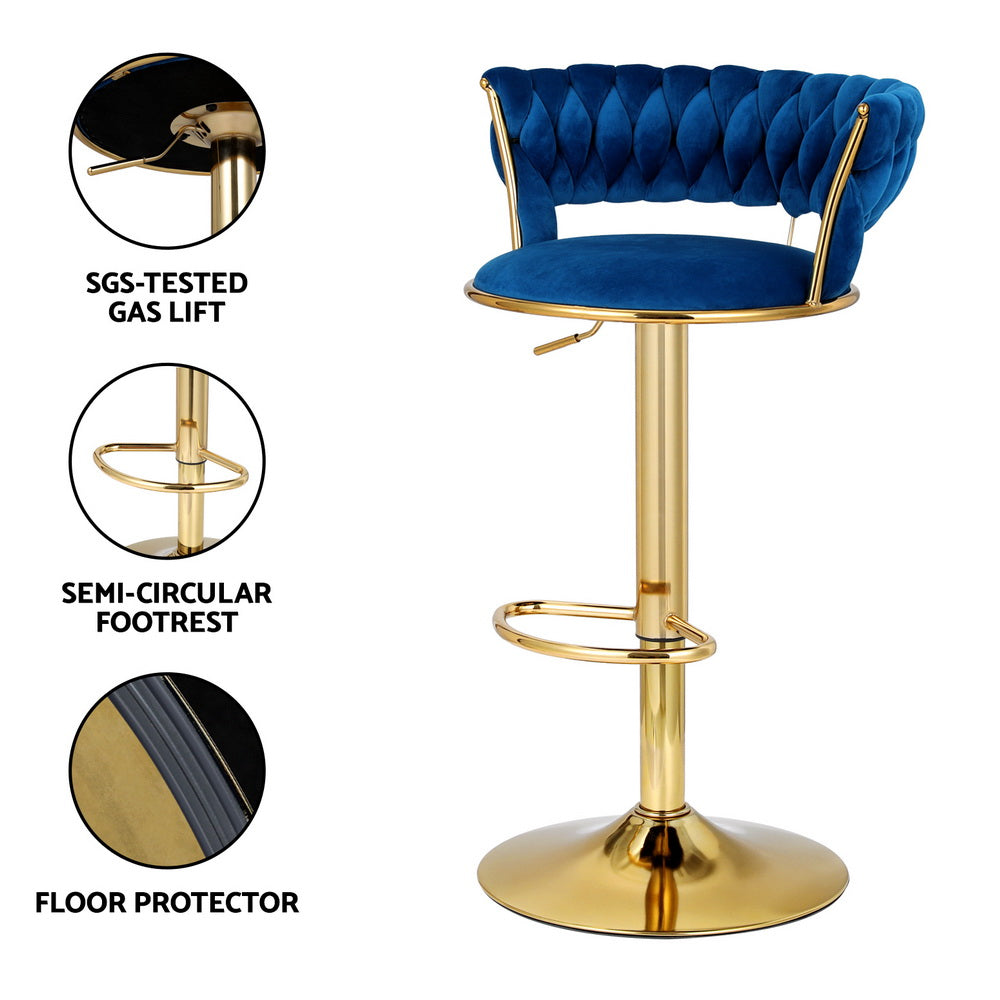Vivien Gas Lift Bar Stools – Blue – Set of 4